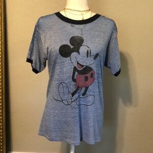 Vintage burnout Mickey Mouse ringer tee